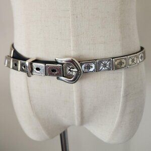 Brighton Collectibles Silver & Black "Mosaica" Tile Belt - S34703. SZ S.